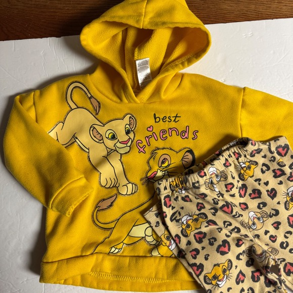 Disney Lion King Best Friends Hoodie Pants Set Yellow Size 4T Kids - Picture 1 of 7